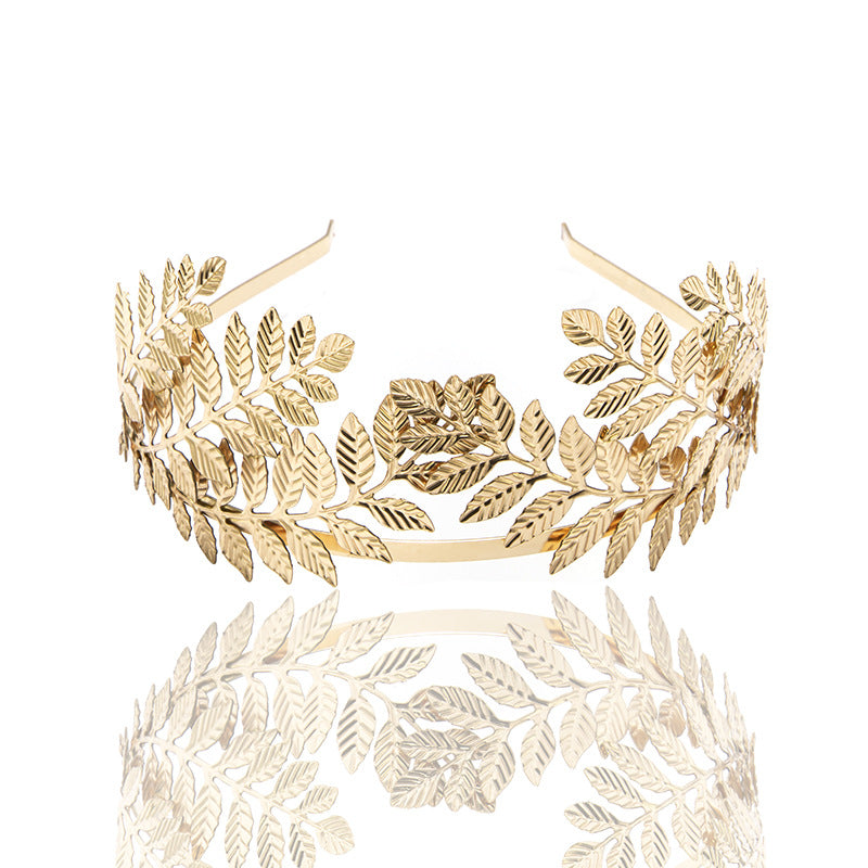 Wholesale Christmas Bride Gold Leaf Crown Tiara Hair accessories